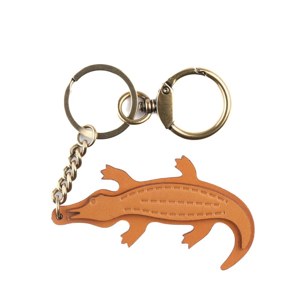 3246 Cute Crocodile Keychain Pendant, Leather with Metal Buckle Keychain